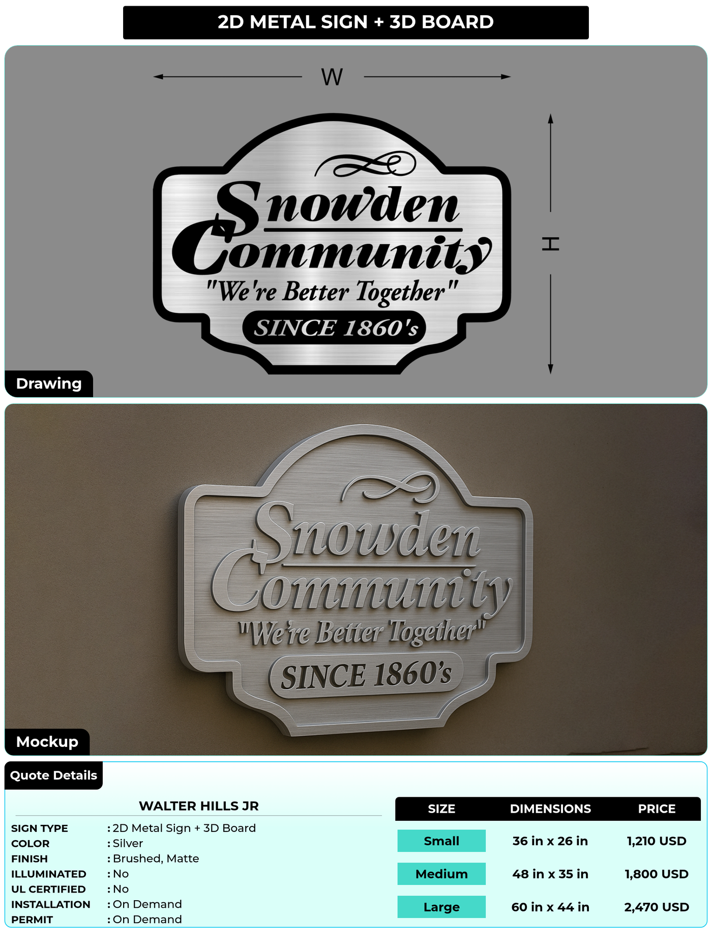 CUSTOM MOCKUP SIGN FOR Walter Hills Jr