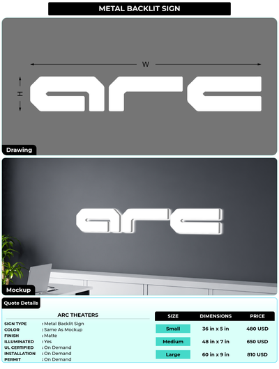 CUSTOM MOCKUP SIGN FOR ARC Theaters