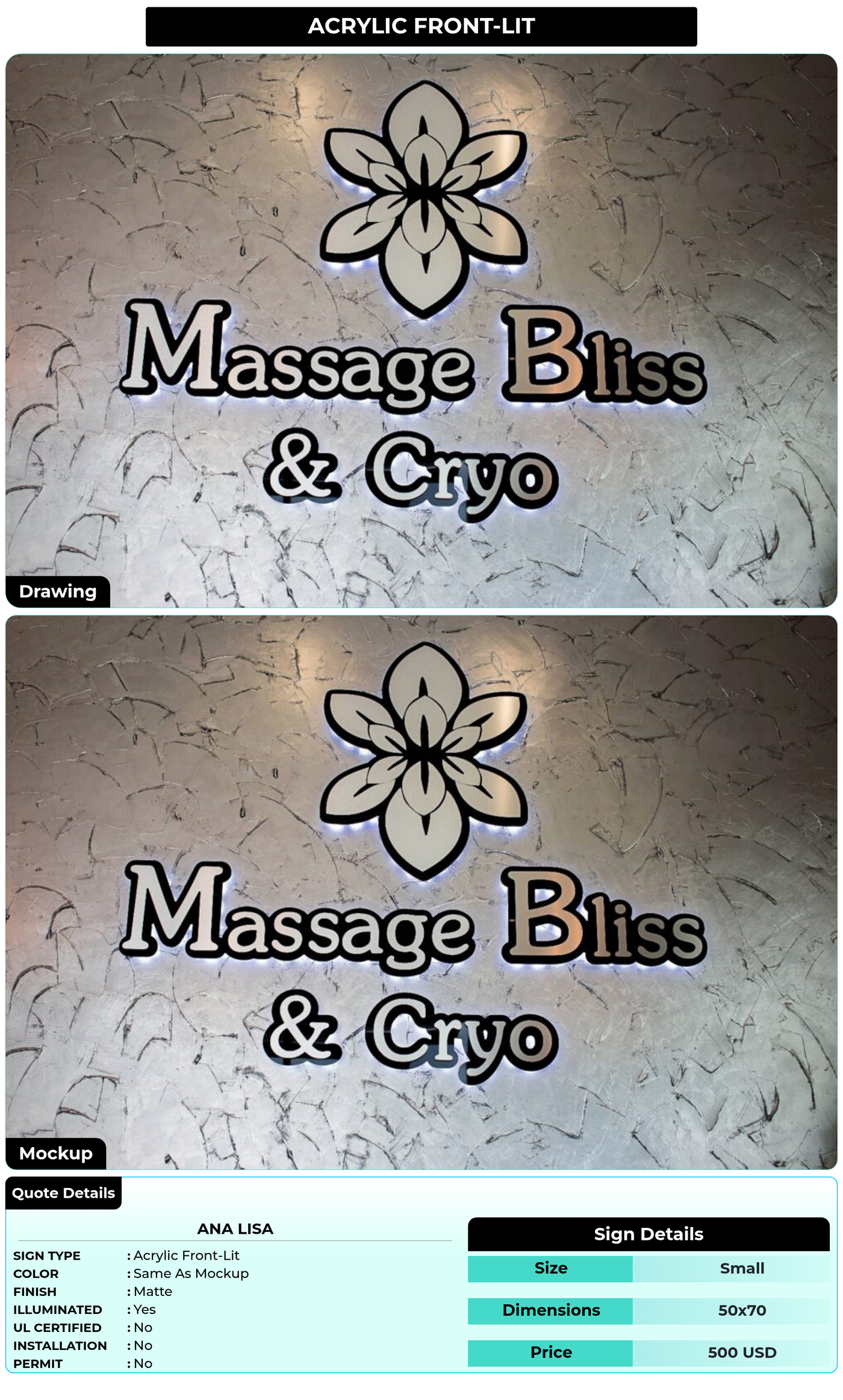 CUSTOM MOCKUP SIGN FOR Ana Lisa