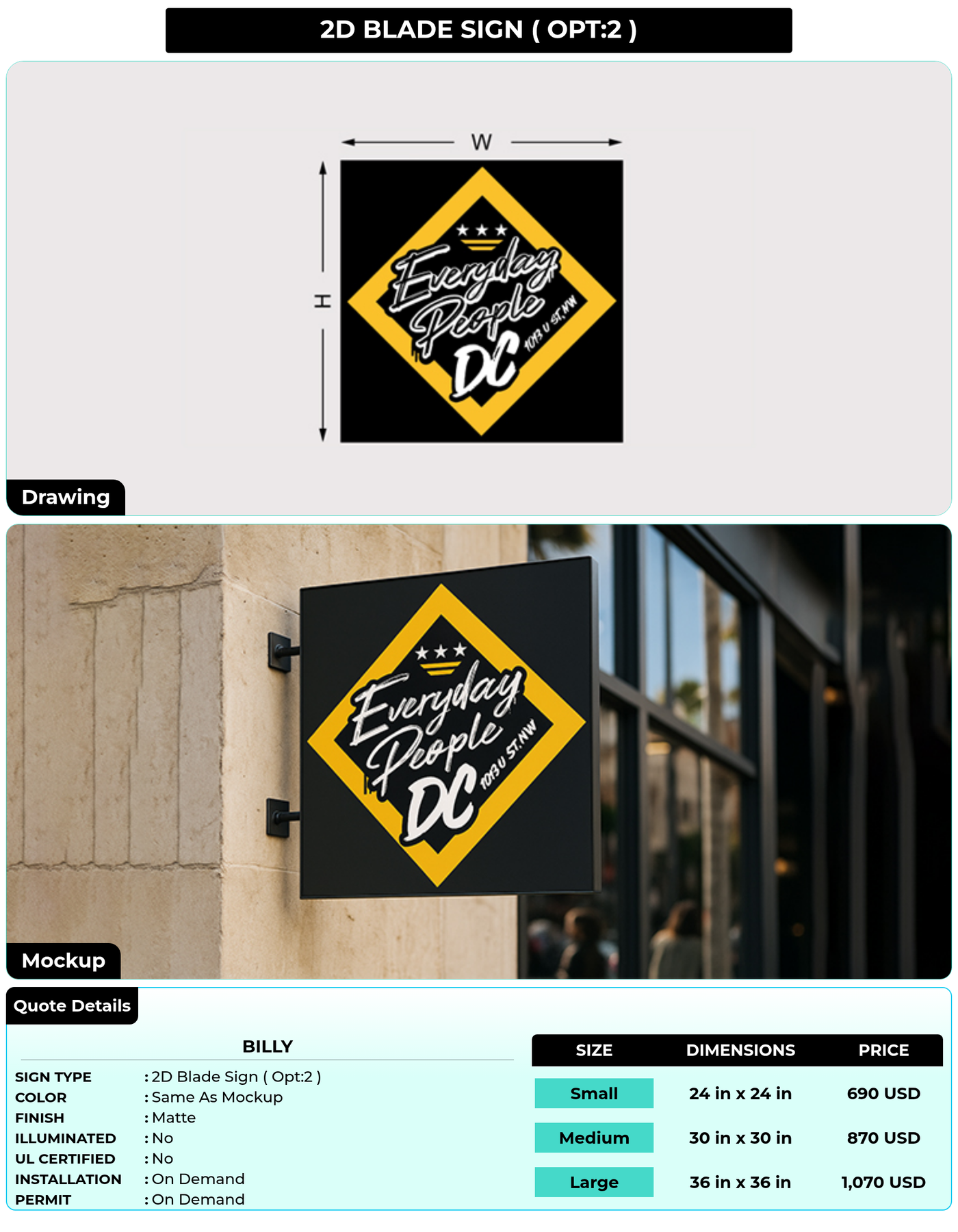CUSTOM MOCKUP SIGN FOR Billy