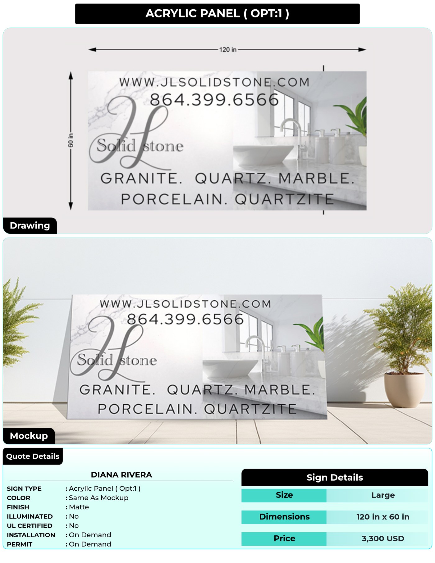 CUSTOM MOCKUP SIGN FOR Diana Rivera
