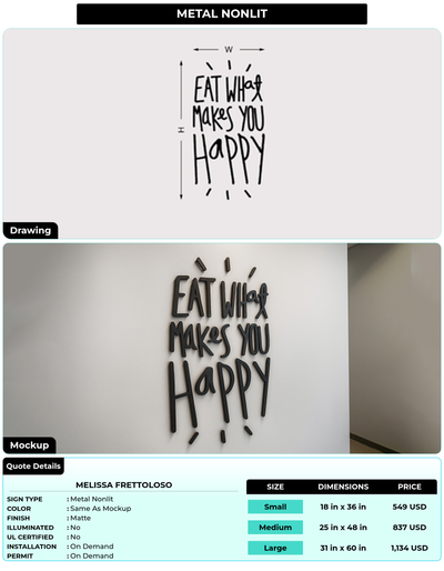 CUSTOM MOCKUP SIGN FOR Melissa Frettoloso