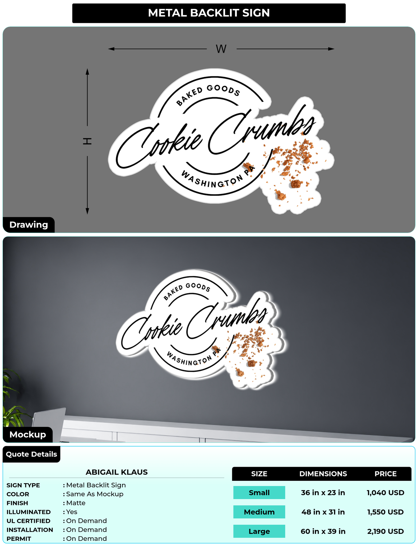 CUSTOM MOCKUP SIGN FOR Abigail Klaus