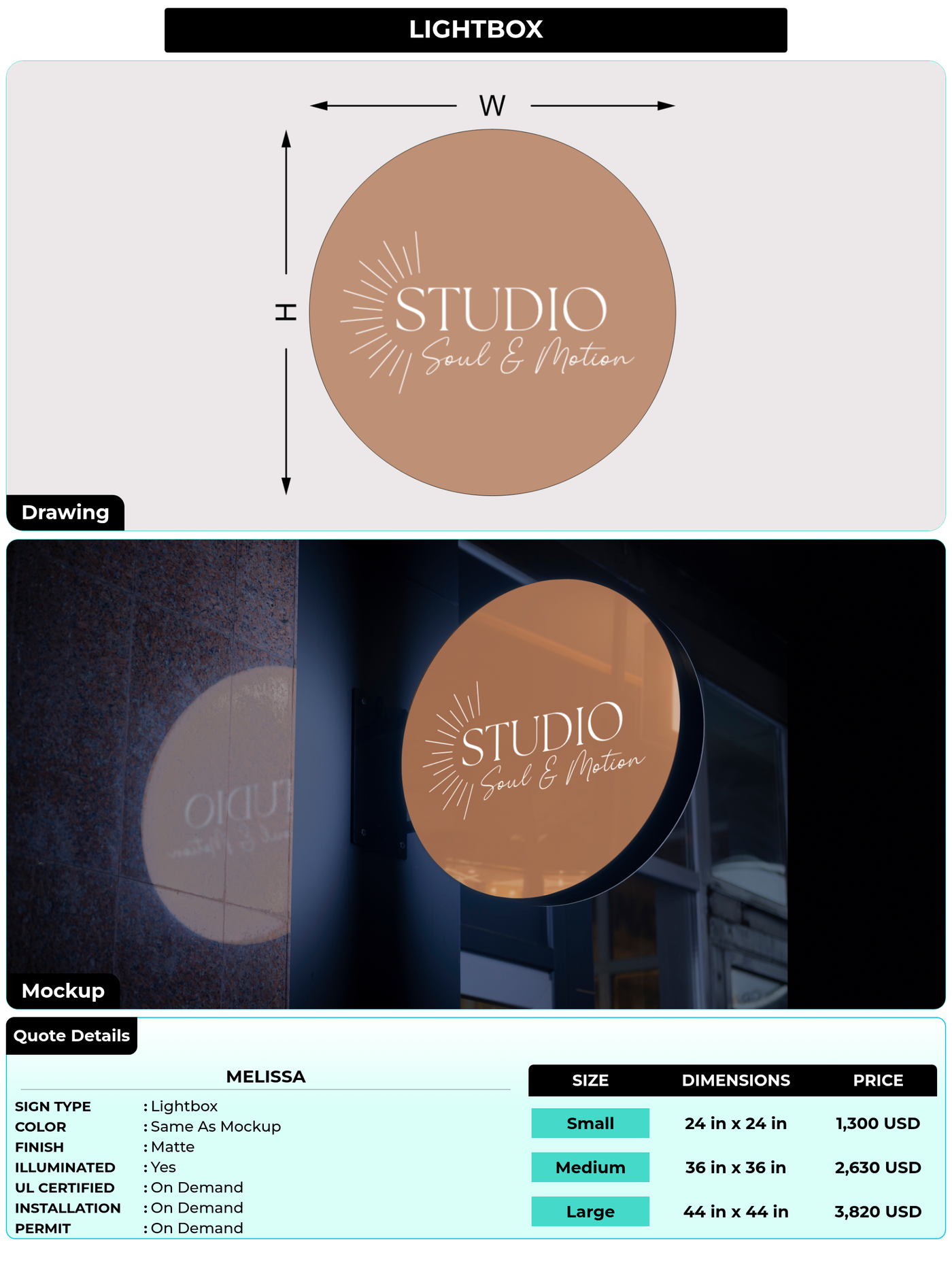 CUSTOM MOCKUP SIGN FOR Melissa