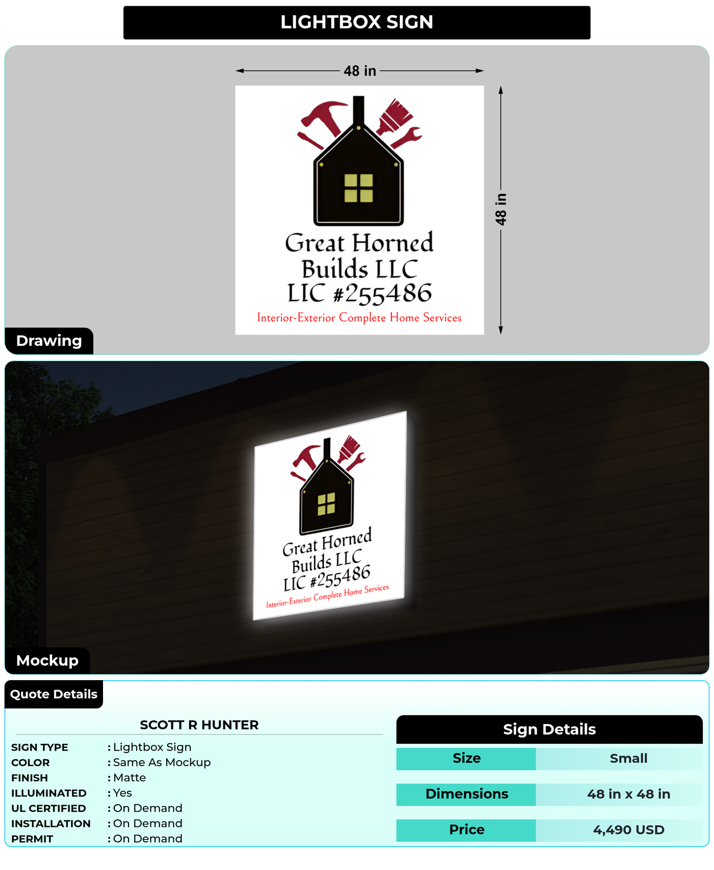 CUSTOM MOCKUP SIGN FOR Scott R Hunter