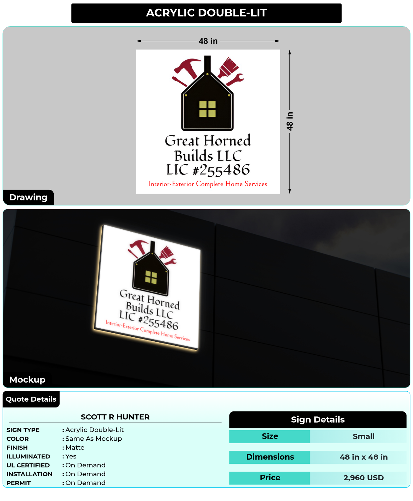 CUSTOM MOCKUP SIGN FOR Scott R Hunter