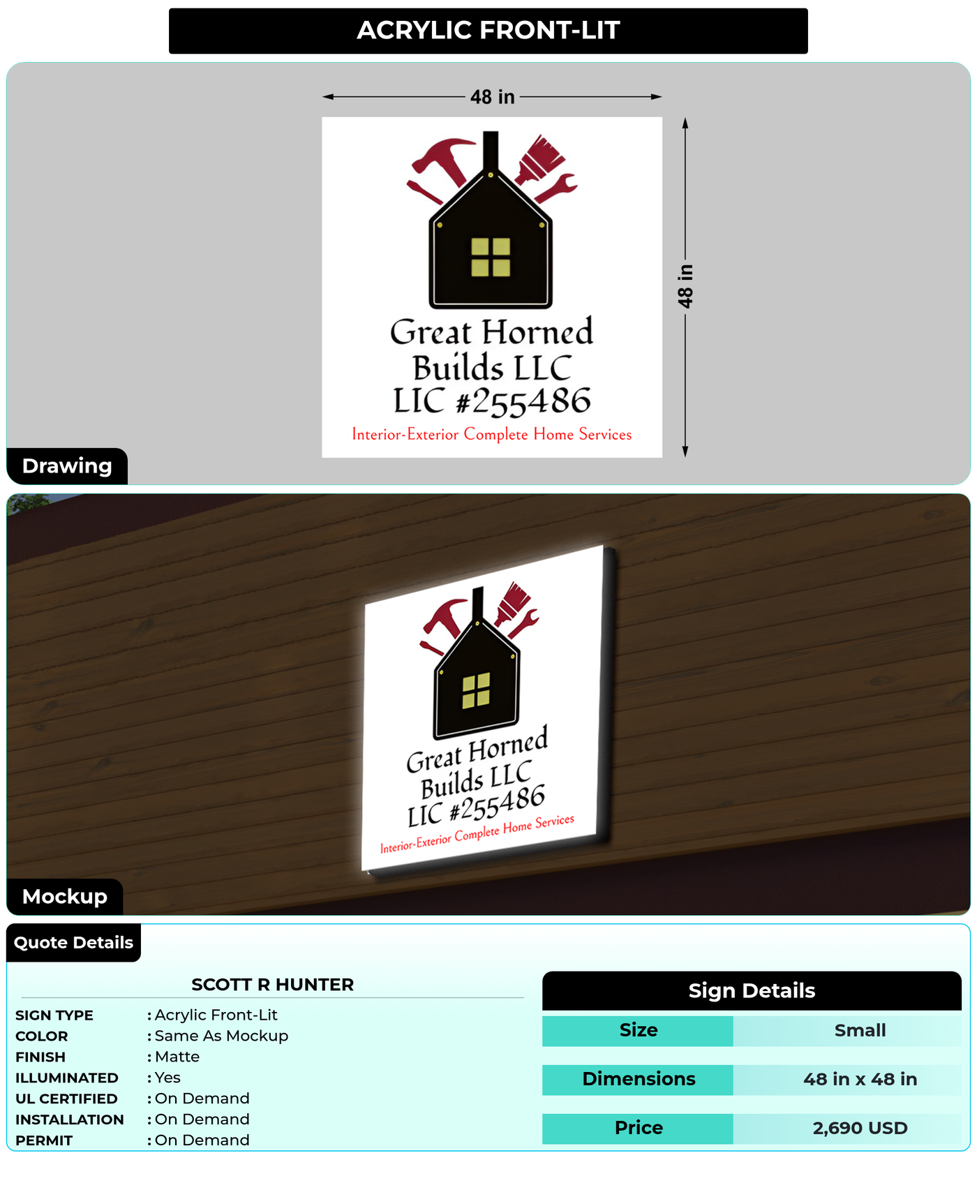 CUSTOM MOCKUP SIGN FOR Scott R Hunter