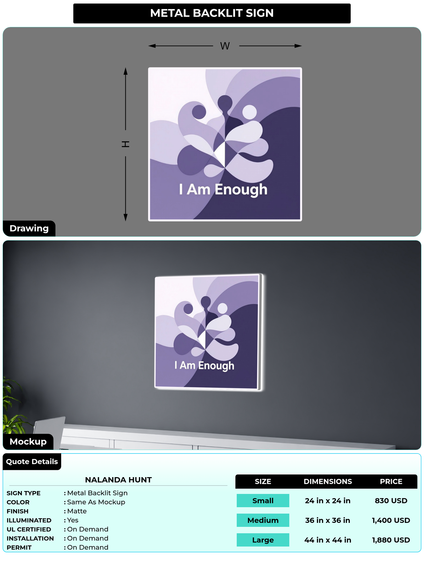CUSTOM MOCKUP SIGN FOR Nalanda Hunt