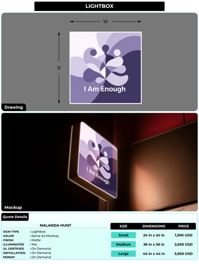 CUSTOM MOCKUP SIGN FOR Nalanda Hunt