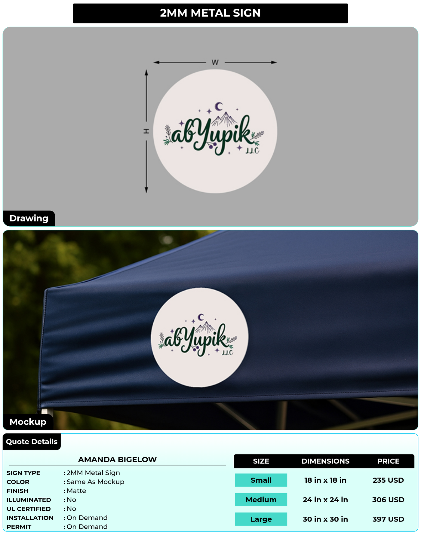 CUSTOM MOCKUP SIGN FOR amanda bigelow