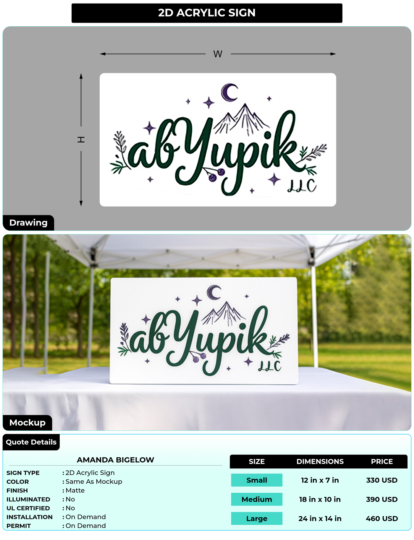 CUSTOM MOCKUP SIGN FOR amanda bigelow