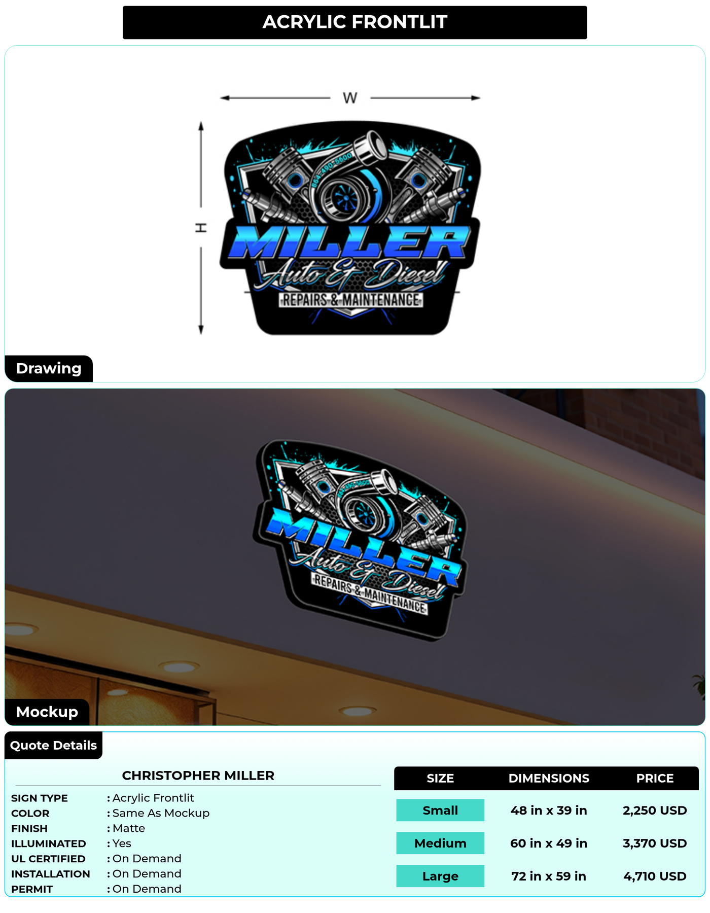 CUSTOM MOCKUP SIGN FOR Christopher Miller