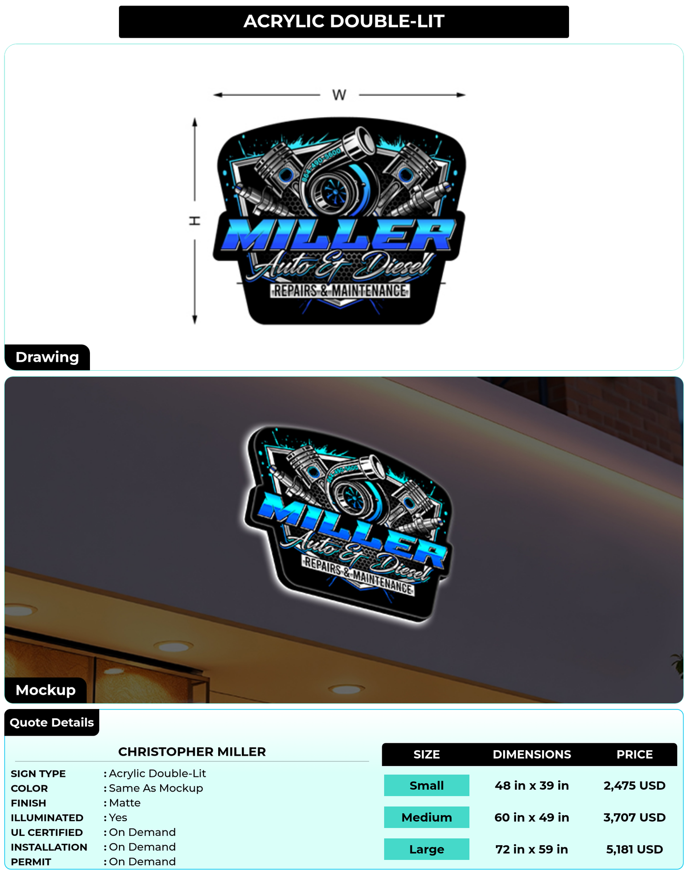 CUSTOM MOCKUP SIGN FOR Christopher Miller