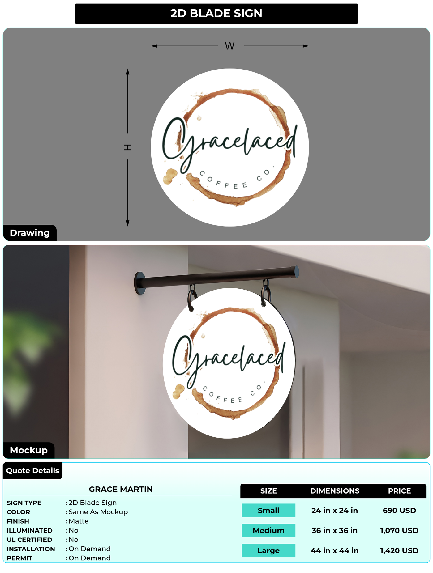 CUSTOM MOCKUP SIGN FOR Grace Martin