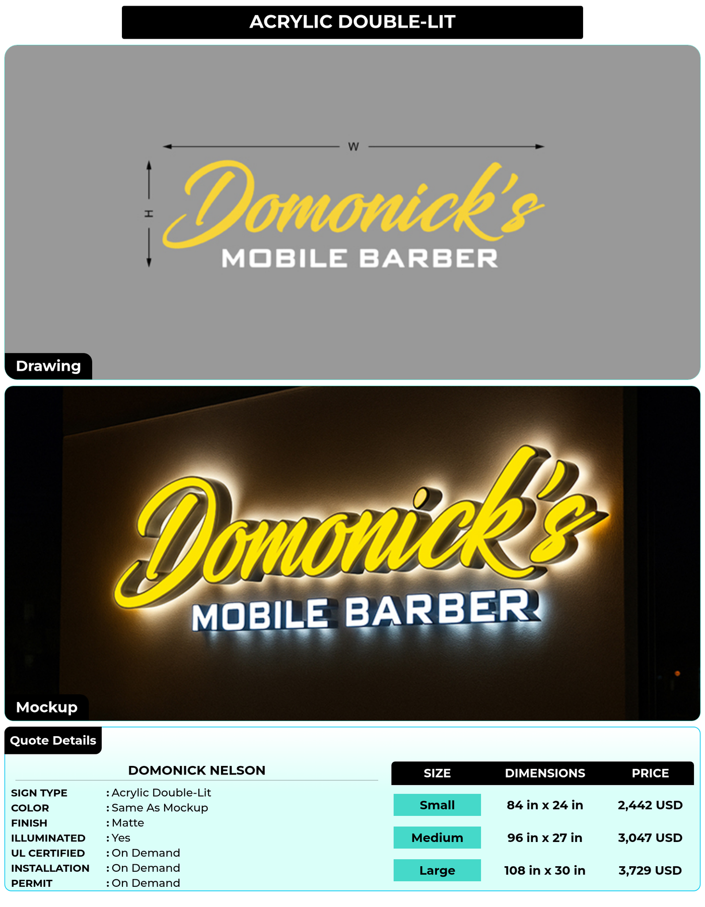 CUSTOM MOCKUP SIGN FOR Domonick Nelson