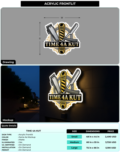 CUSTOM MOCKUP SIGN FOR Time 4A Kut