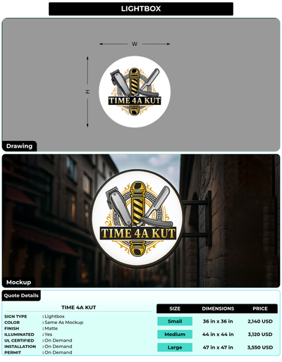 CUSTOM MOCKUP SIGN FOR Time 4A Kut
