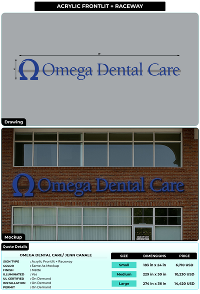 CUSTOM MOCKUP SIGN FOR Omega Dental Care/ Jenn Canale