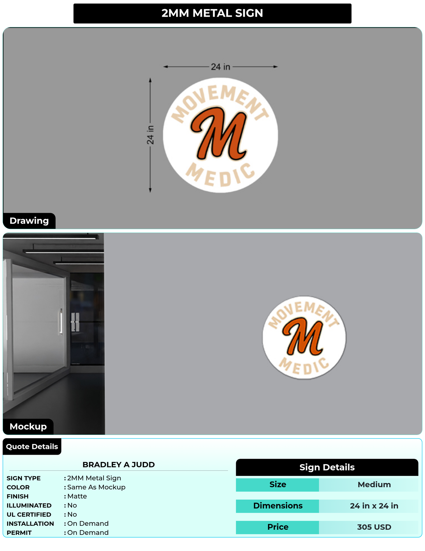 CUSTOM MOCKUP SIGN FOR Bradley A Judd