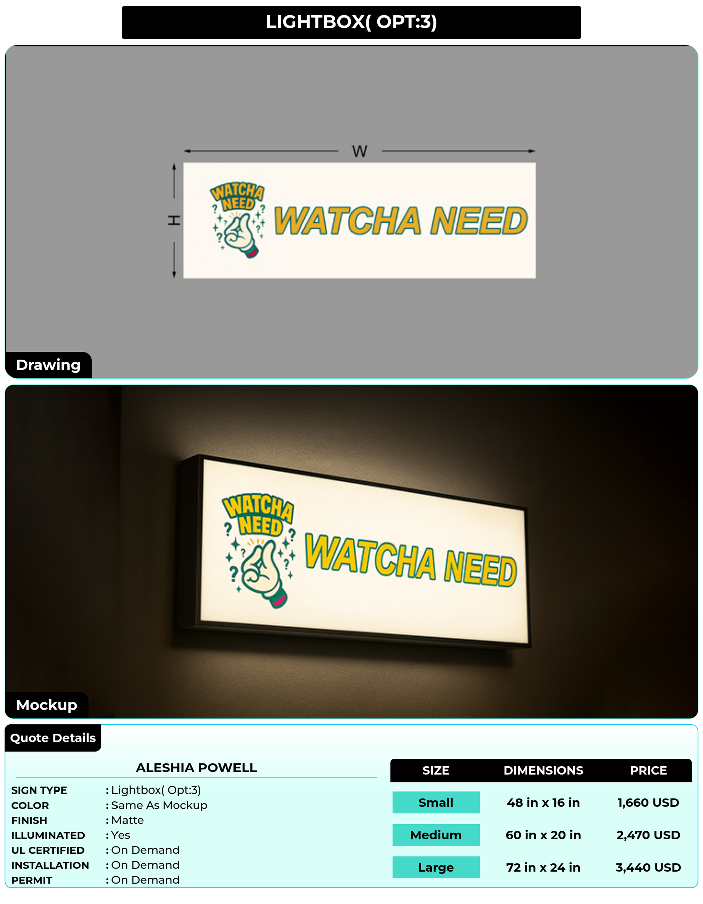 CUSTOM MOCKUP SIGN FOR Aleshia Powell