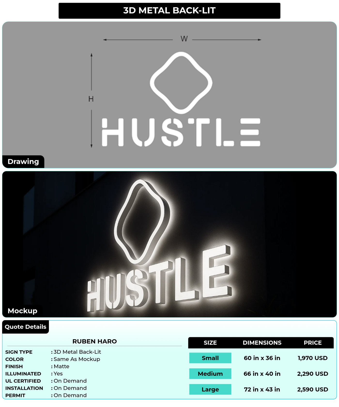 CUSTOM MOCKUP SIGN FOR Ruben haro