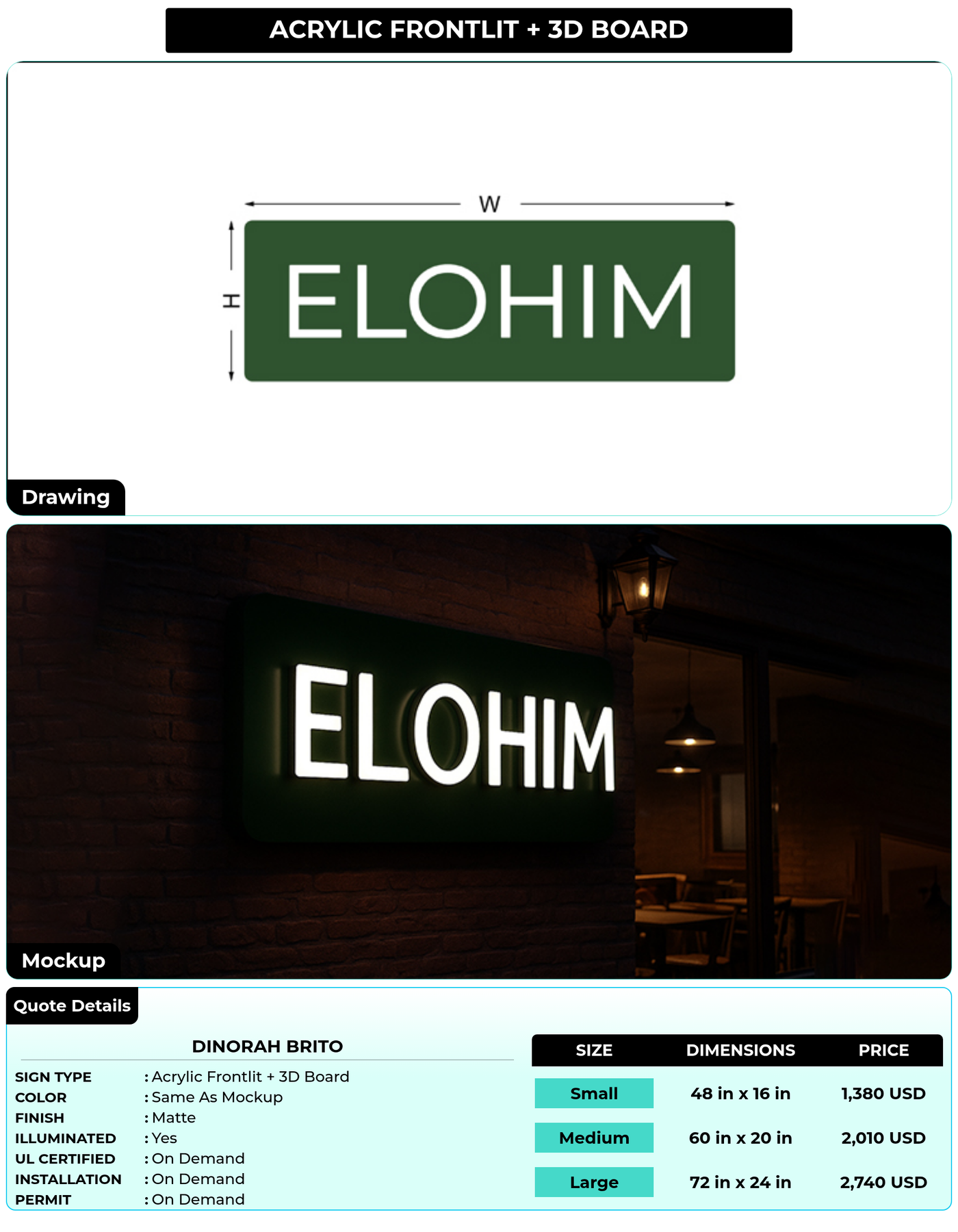 CUSTOM MOCKUP SIGN FOR Dinorah brito