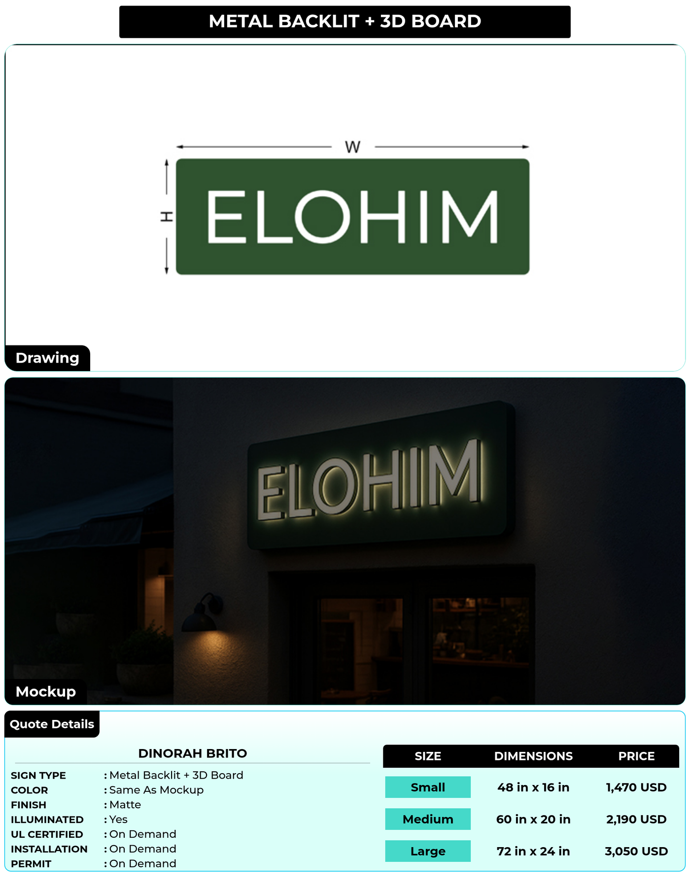 CUSTOM MOCKUP SIGN FOR Dinorah brito