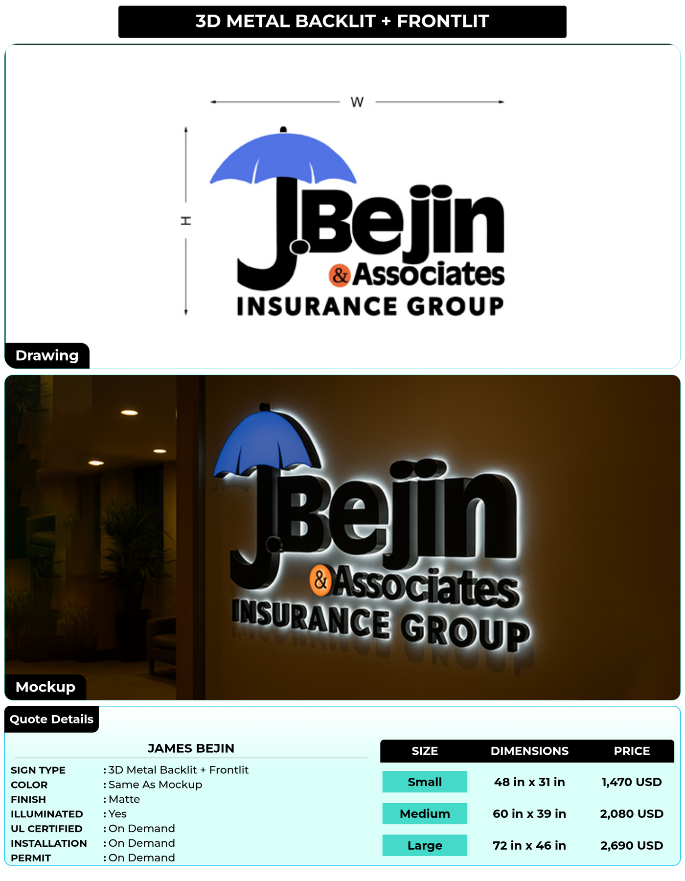 CUSTOM MOCKUP SIGN FOR James  Bejin
