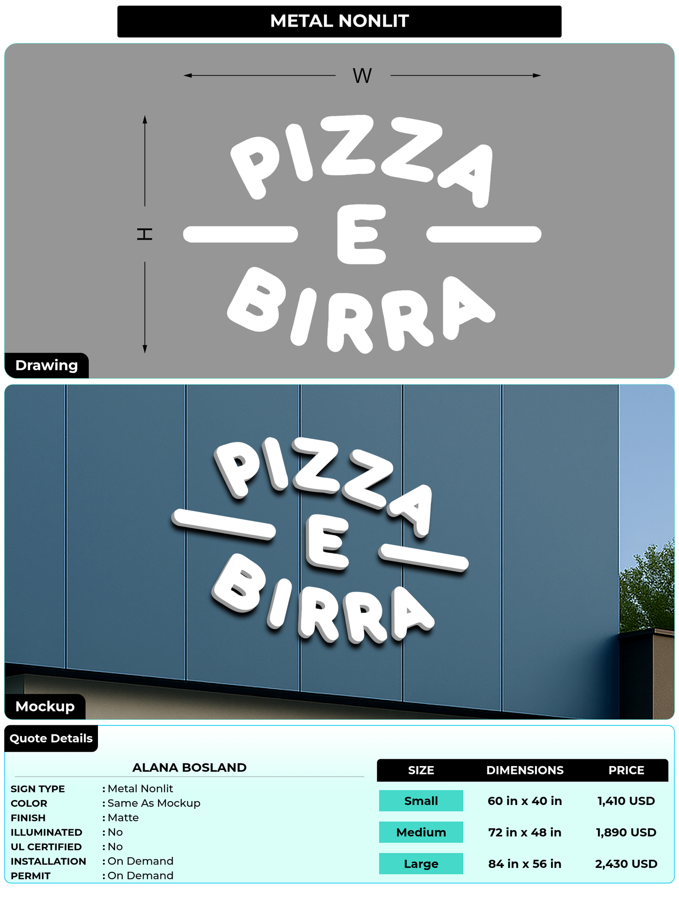 CUSTOM MOCKUP SIGN FOR Alana Bosland