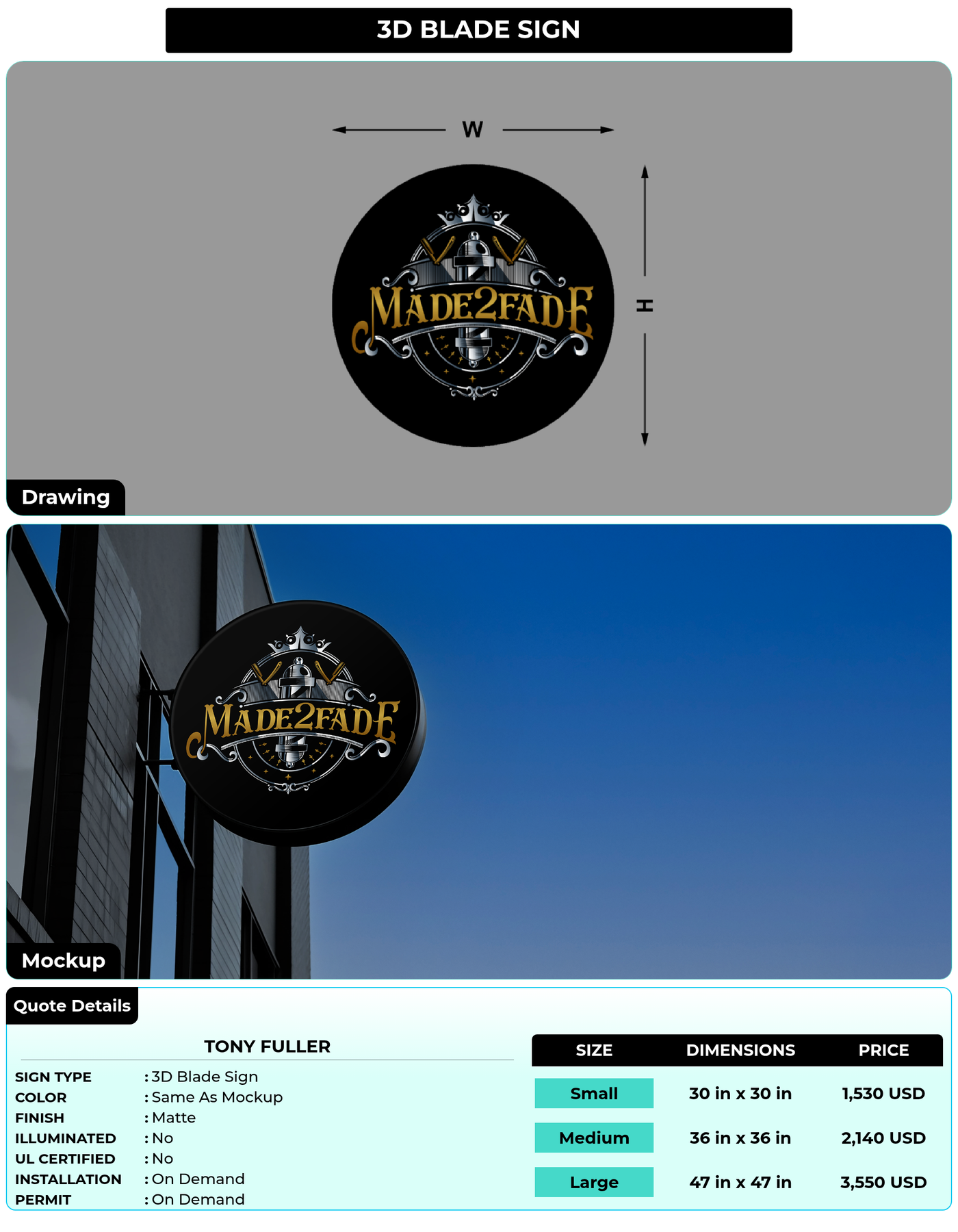 CUSTOM MOCKUP SIGN FOR Tony Fuller
