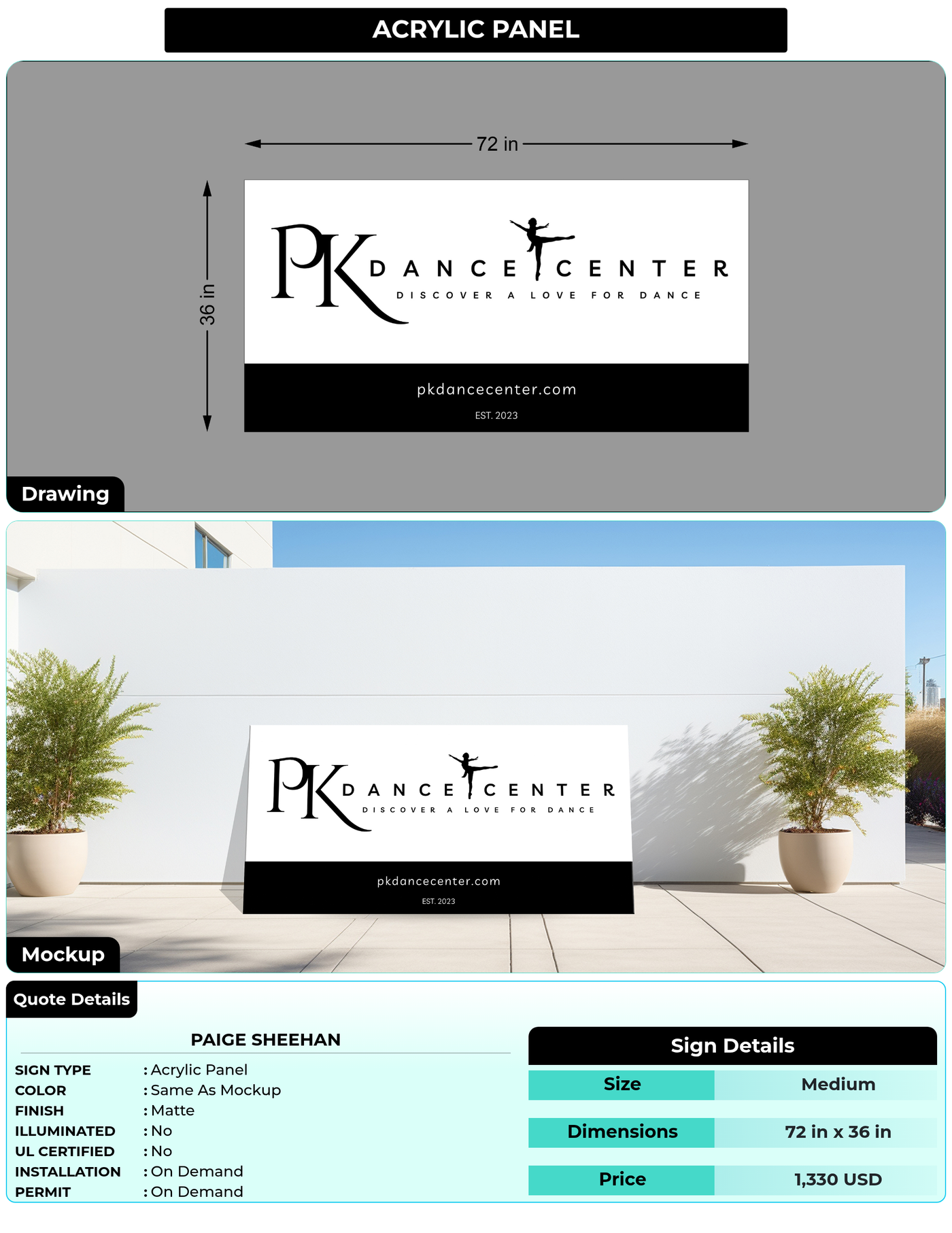 CUSTOM MOCKUP SIGN FOR Paige Sheehan