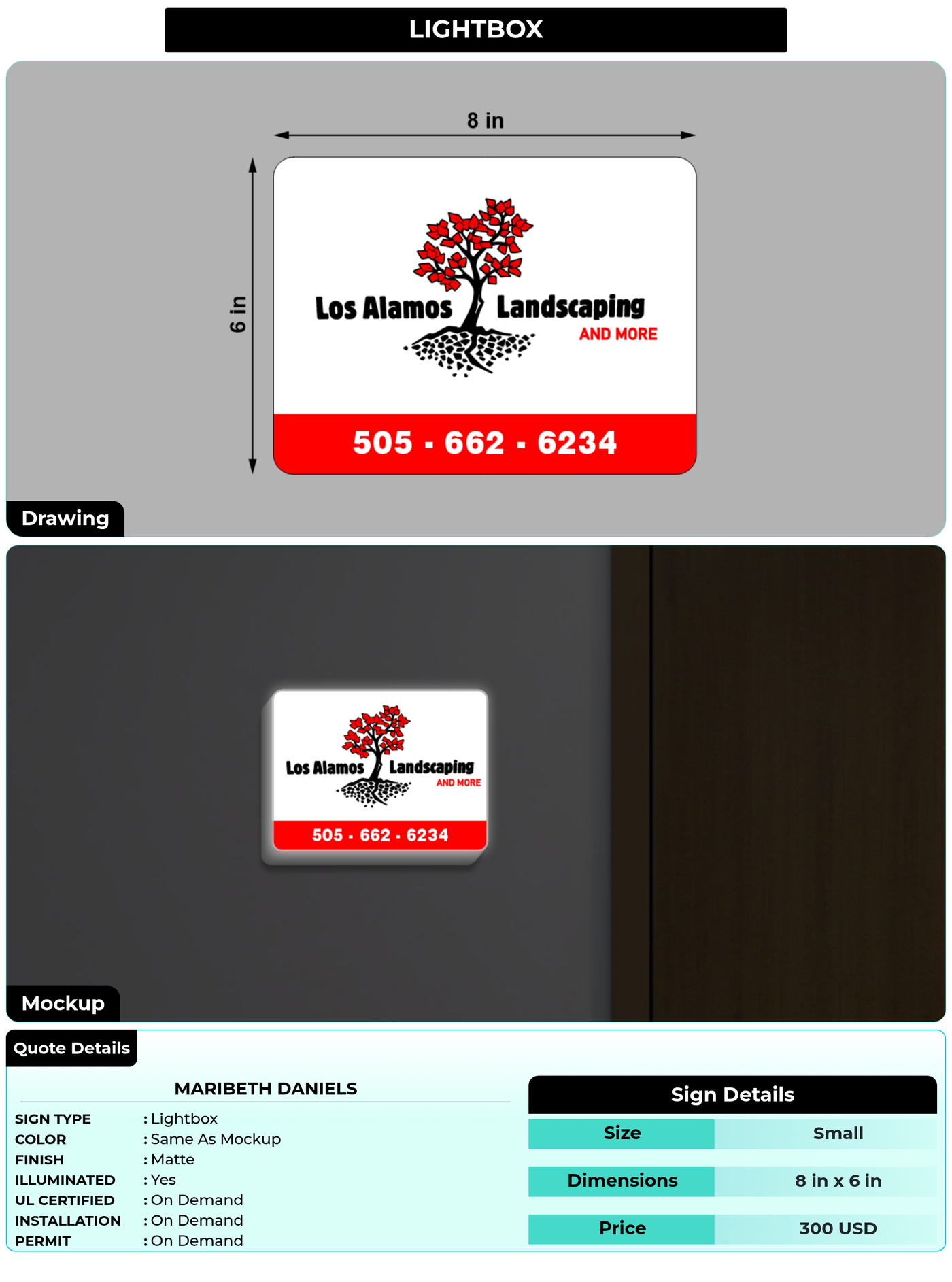 CUSTOM MOCKUP SIGN FOR Maribeth Daniels