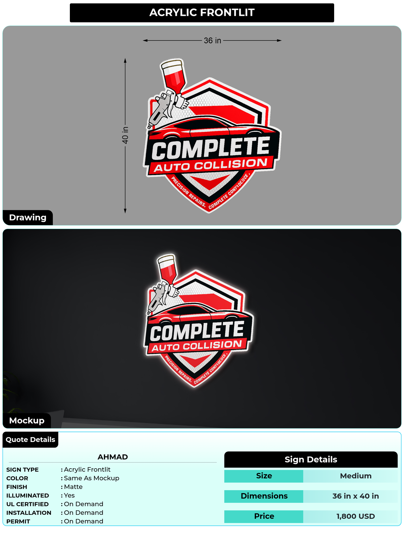 CUSTOM MOCKUP SIGN FOR Ahmad
