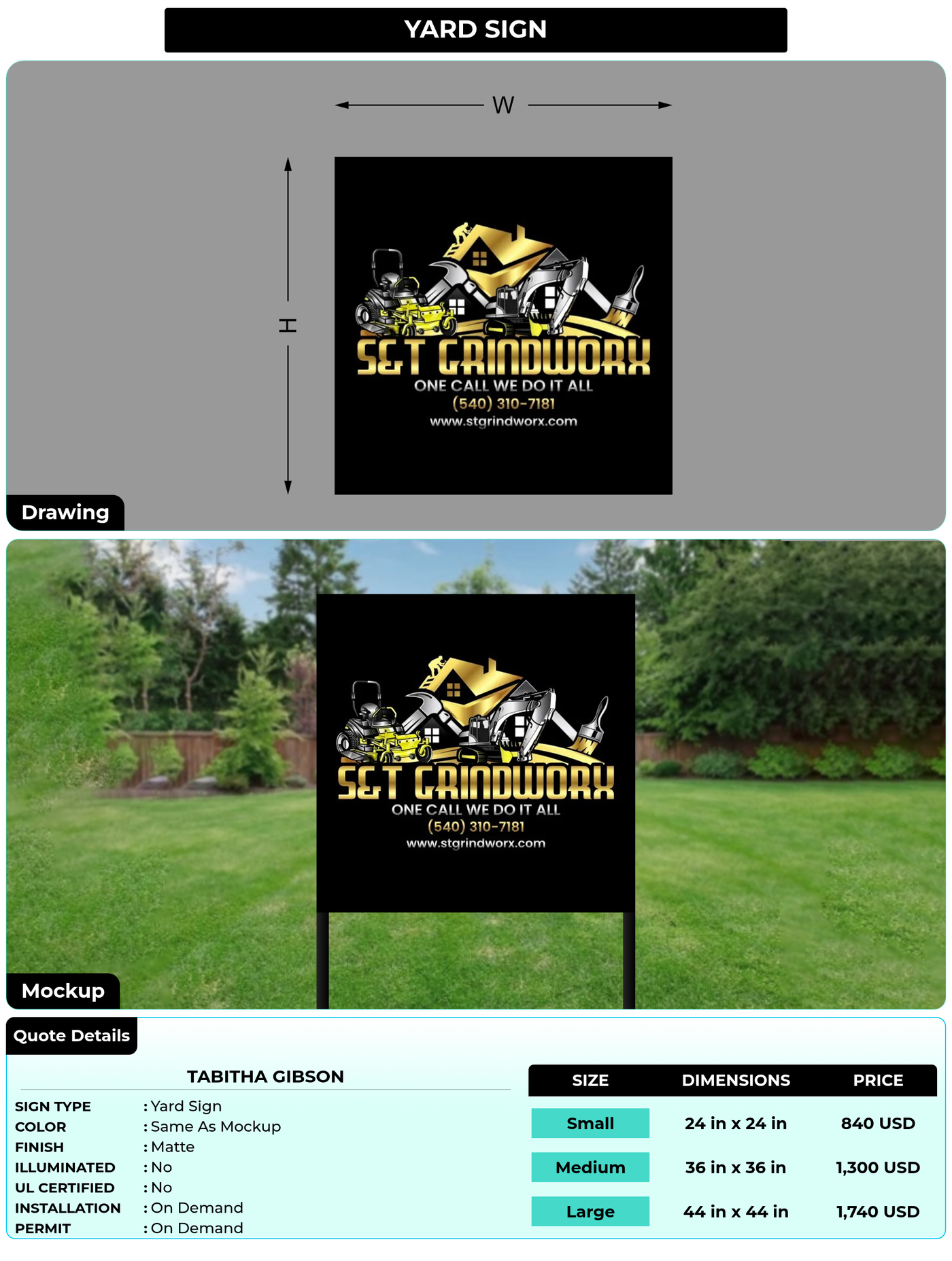CUSTOM MOCKUP SIGN FOR Tabitha gibson