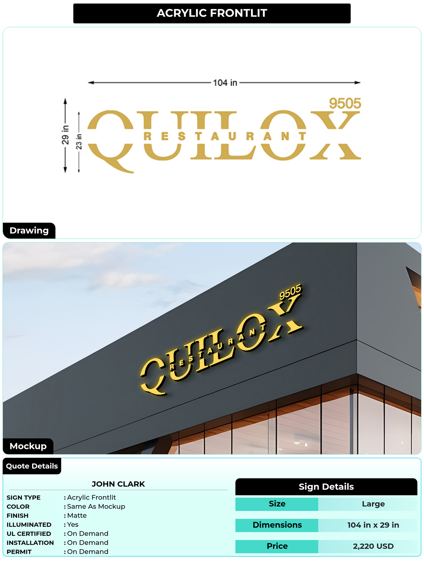 CUSTOM MOCKUP SIGN FOR John Clark