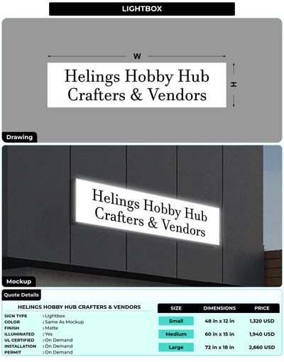CUSTOM MOCKUP SIGN FOR Helings Hobby Hub Crafters & Vendors
