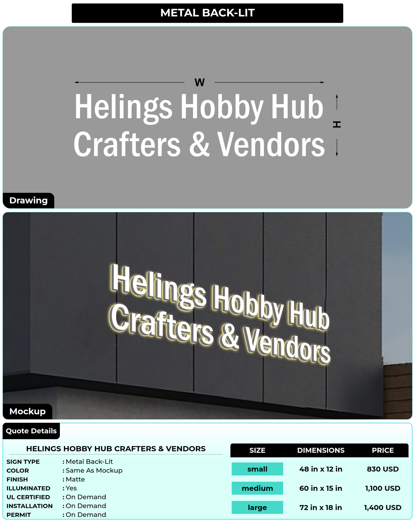 CUSTOM MOCKUP SIGN FOR Helings Hobby Hub Crafters & Vendors