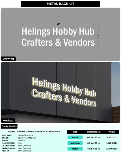 CUSTOM MOCKUP SIGN FOR Helings Hobby Hub Crafters & Vendors