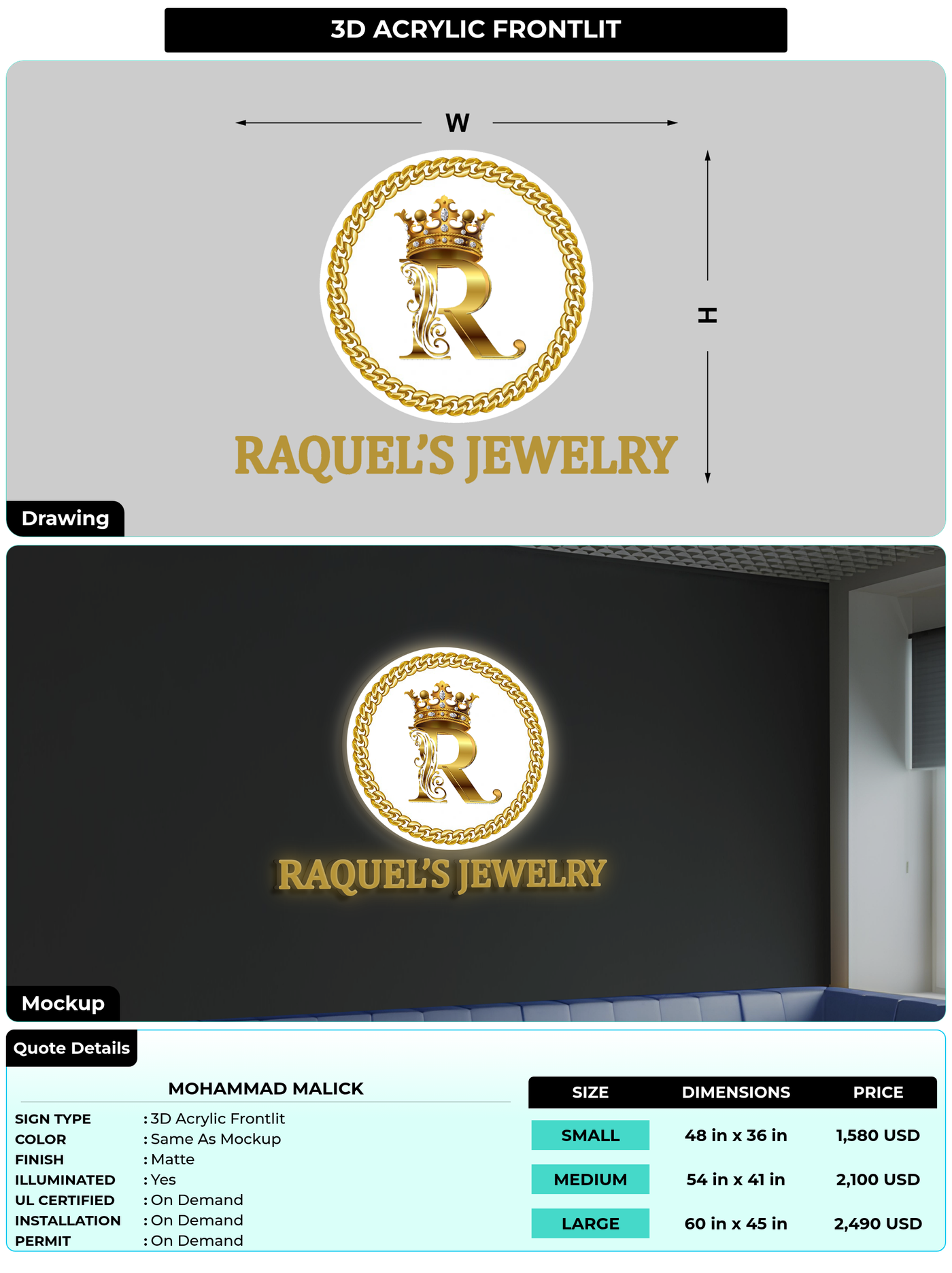 CUSTOM MOCKUP SIGN FOR Mohammad Malick