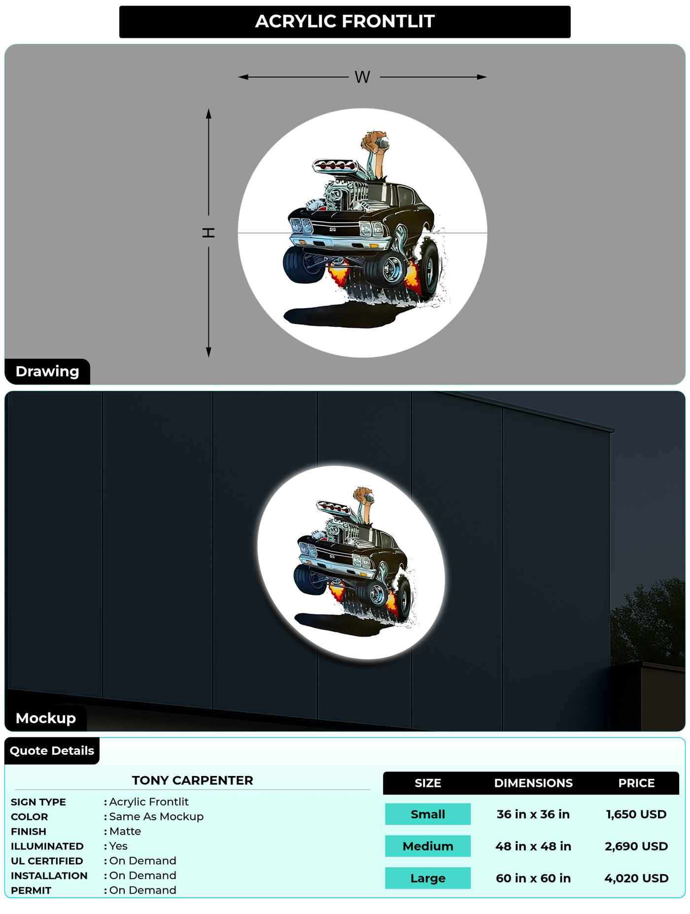 CUSTOM MOCKUP SIGN FOR Tony Carpenter