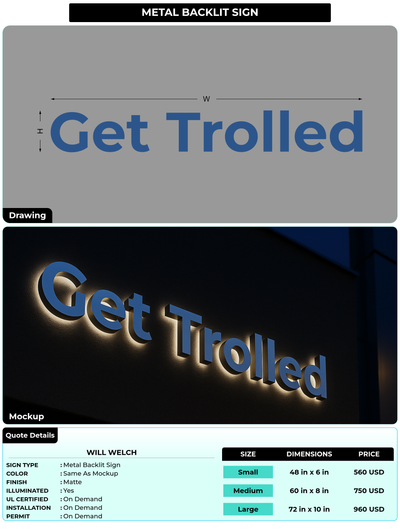 CUSTOM MOCKUP SIGN FOR Will Welch