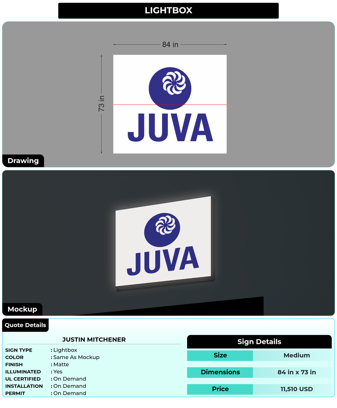 CUSTOM MOCKUP SIGN FOR Justin Mitchener