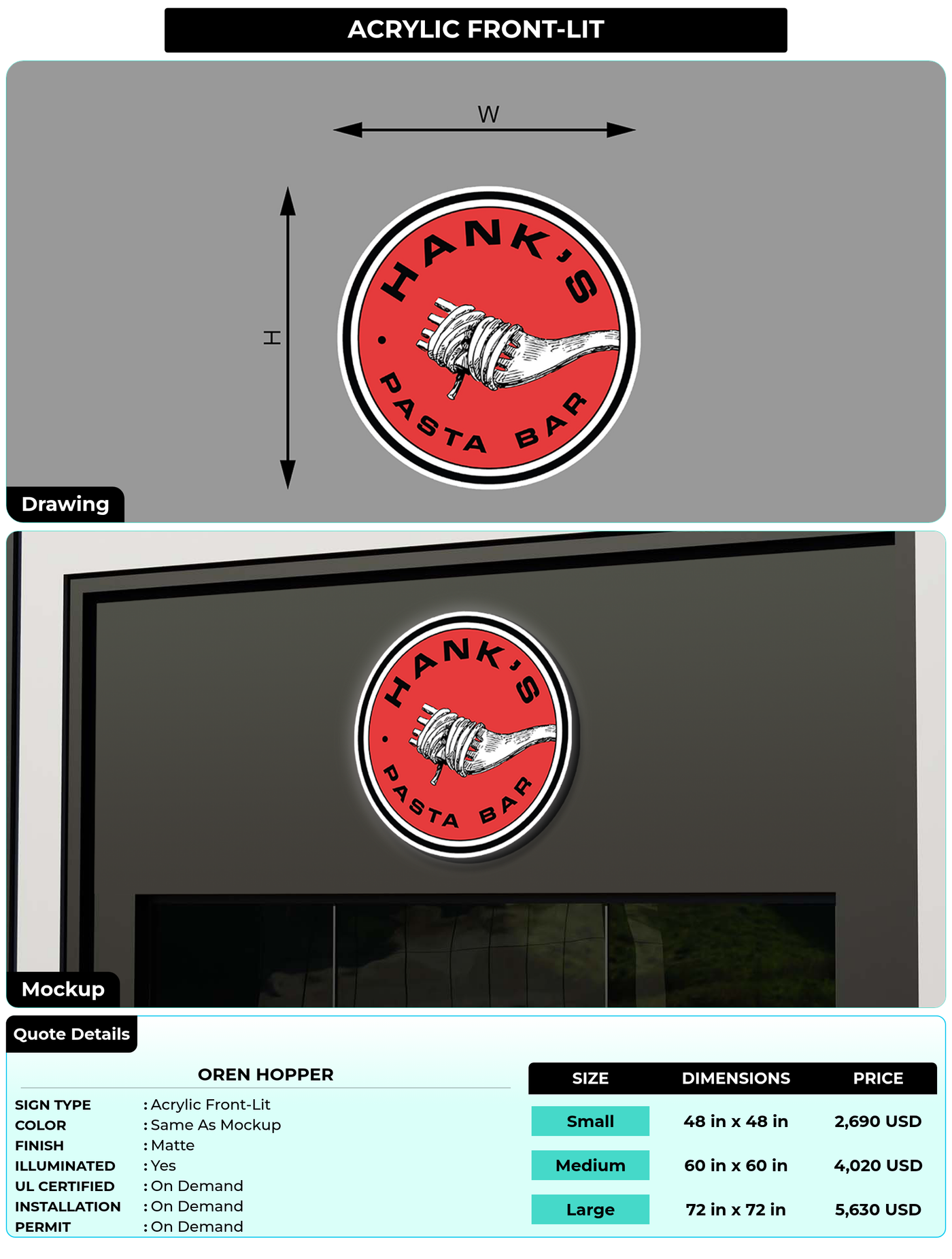 CUSTOM MOCKUP SIGN FOR Oren Hopper