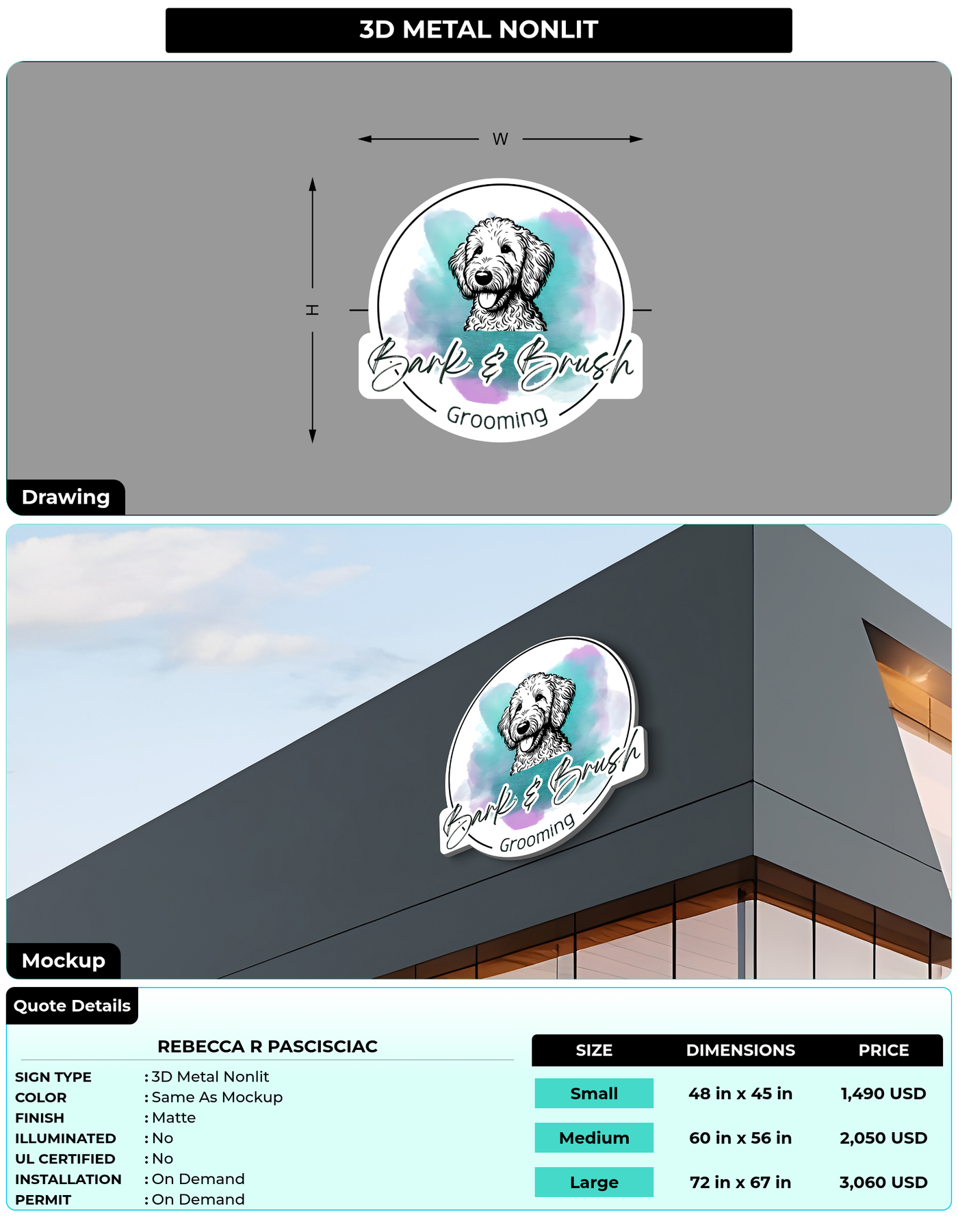 CUSTOM MOCKUP SIGN FOR Rebecca R Pascisciac
