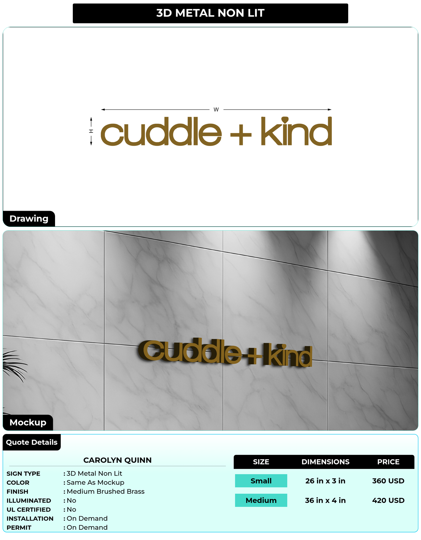 CUSTOM MOCKUP SIGN FOR Carolyn Quinn