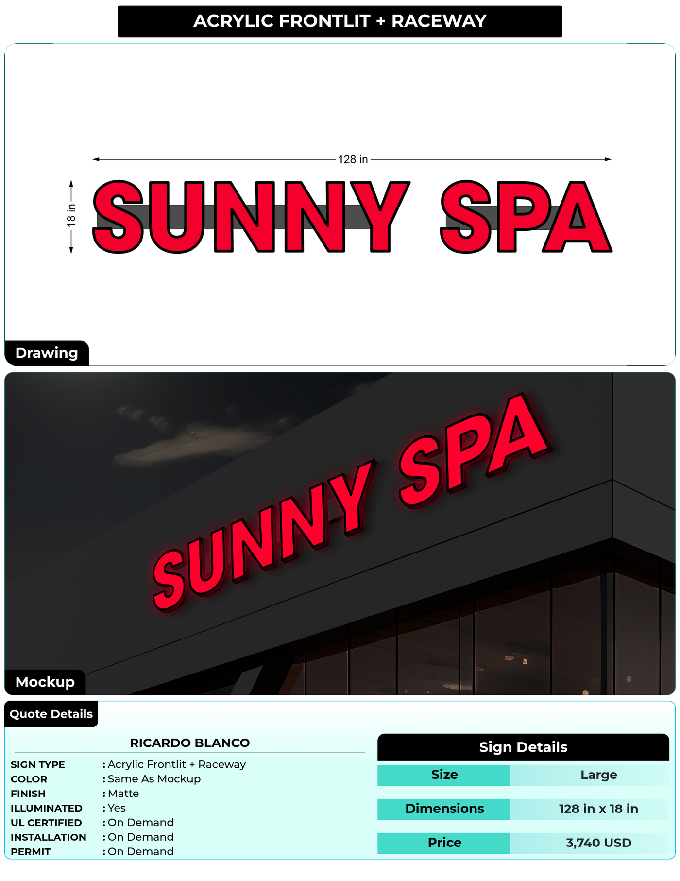 CUSTOM MOCKUP SIGN FOR Ricardo Blanco