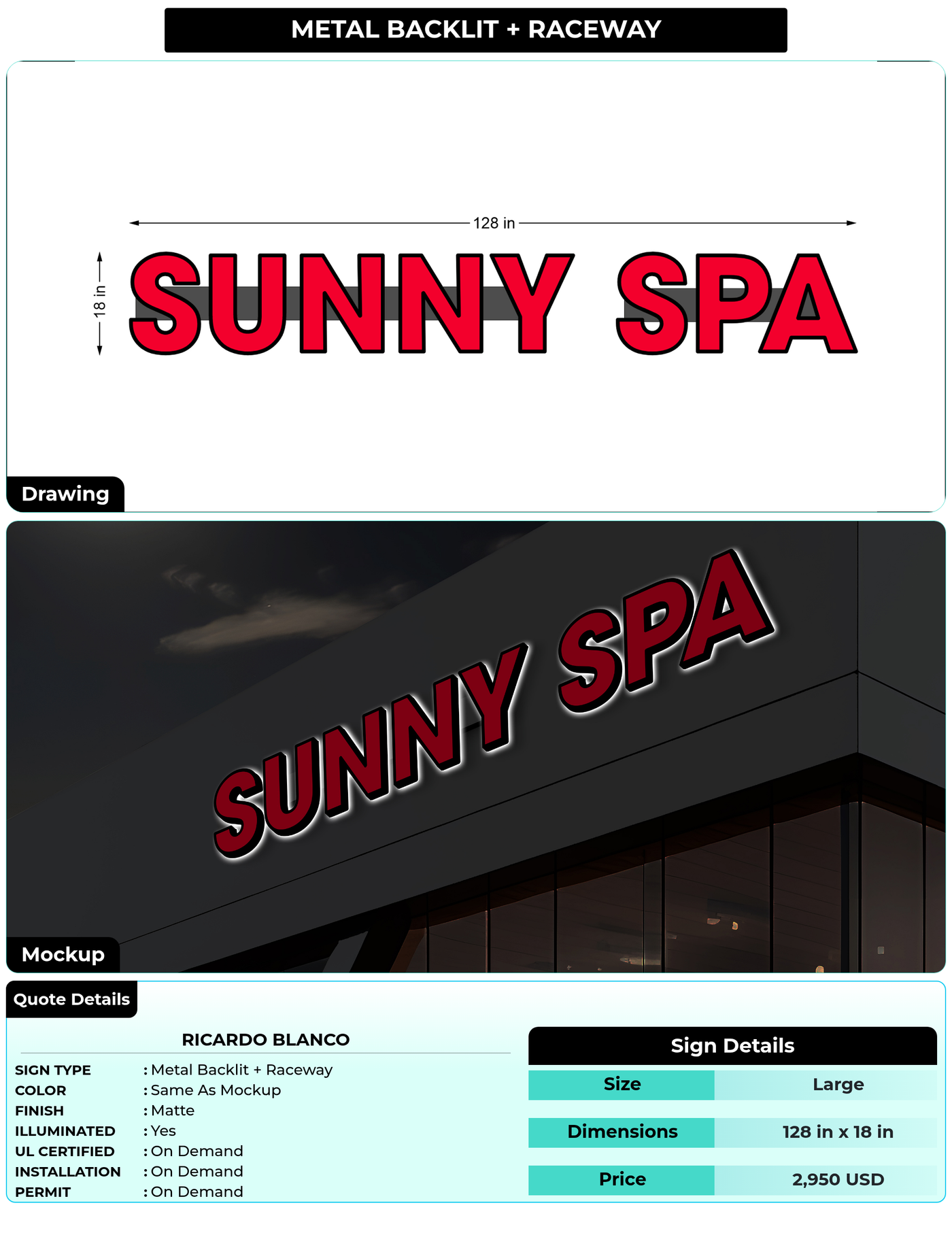 CUSTOM MOCKUP SIGN FOR Ricardo Blanco