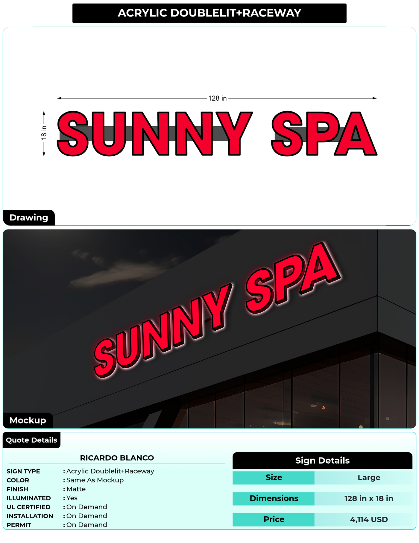 CUSTOM MOCKUP SIGN FOR Ricardo Blanco