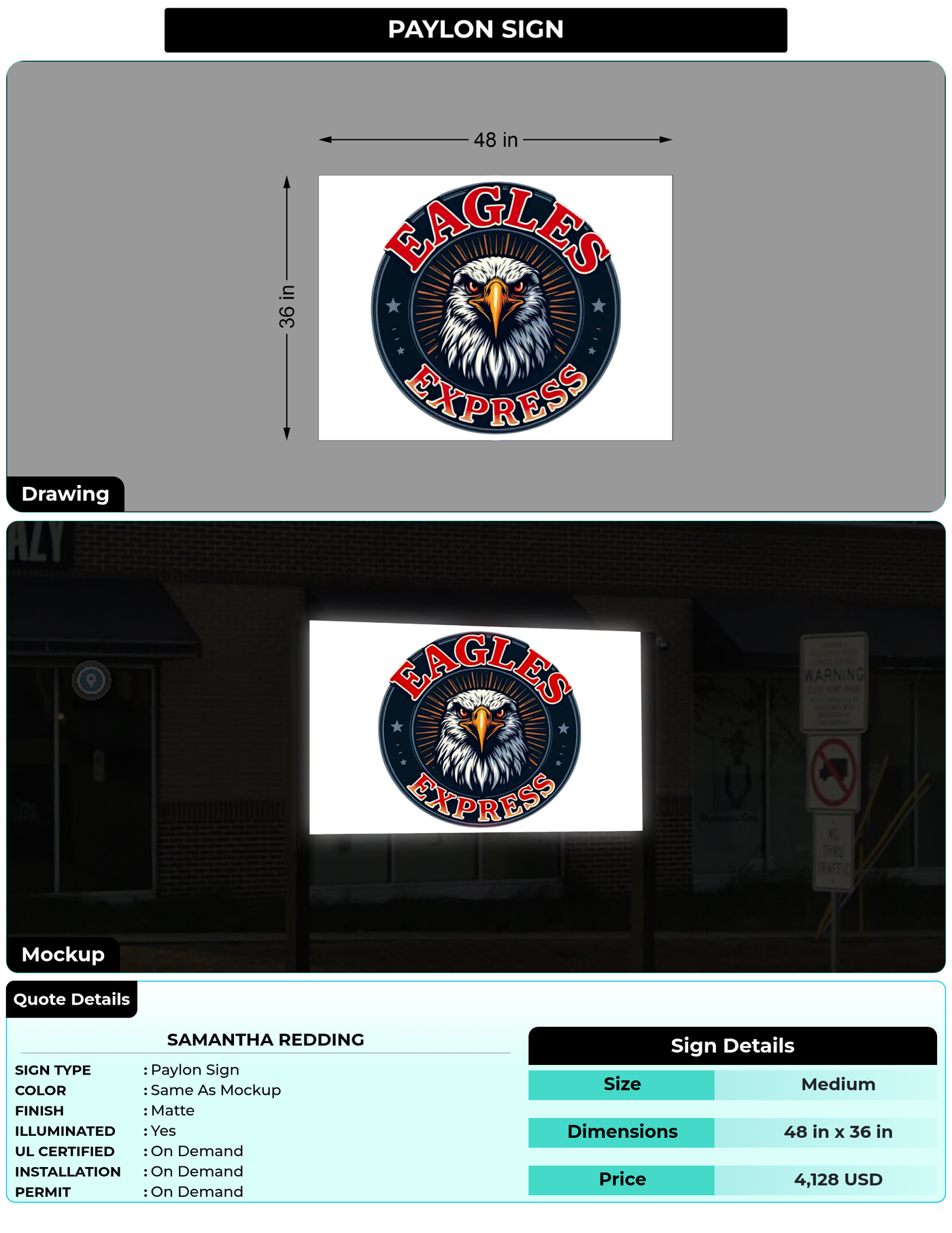 CUSTOM MOCKUP SIGN FOR Samantha Redding