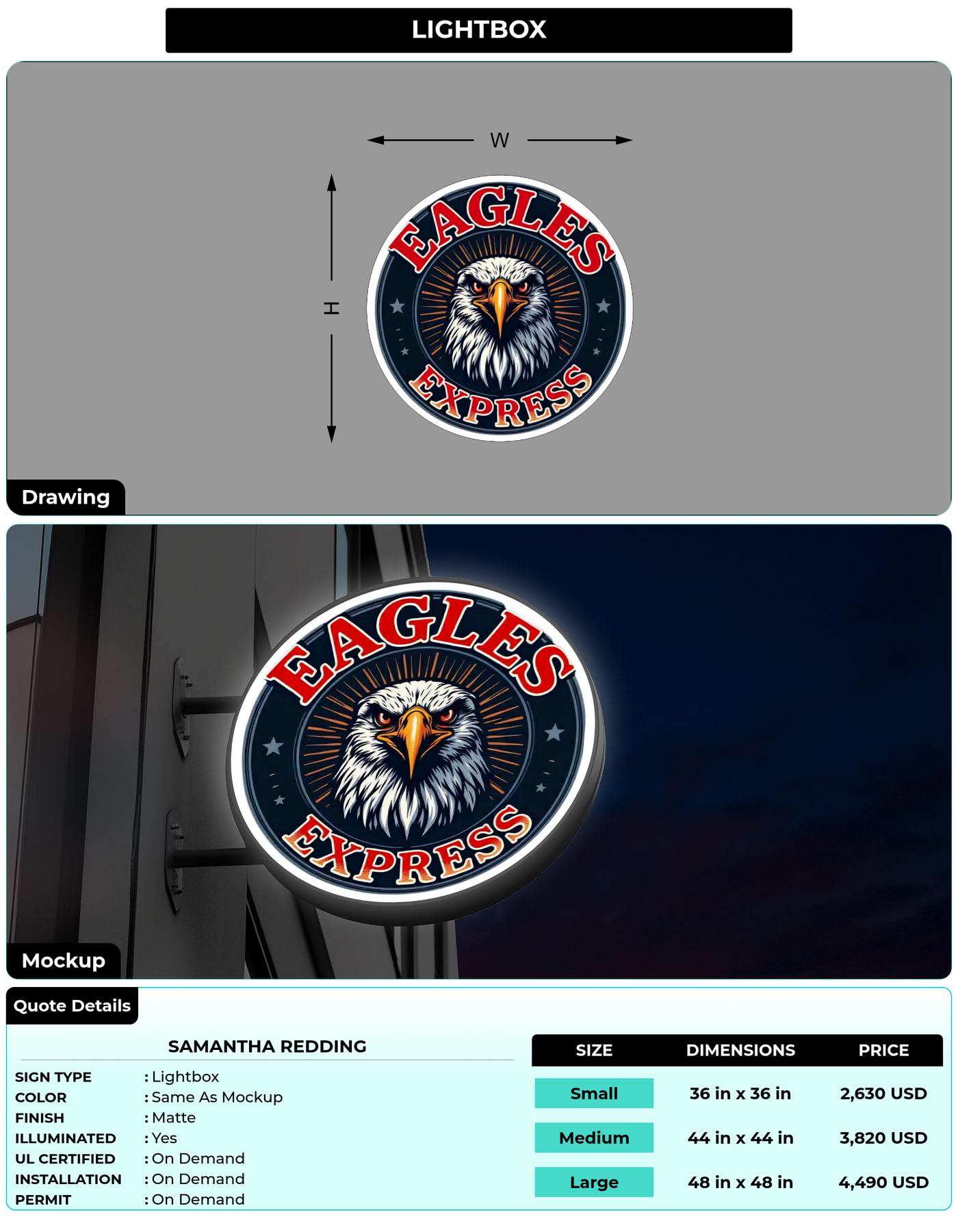 CUSTOM MOCKUP SIGN FOR Samantha Redding